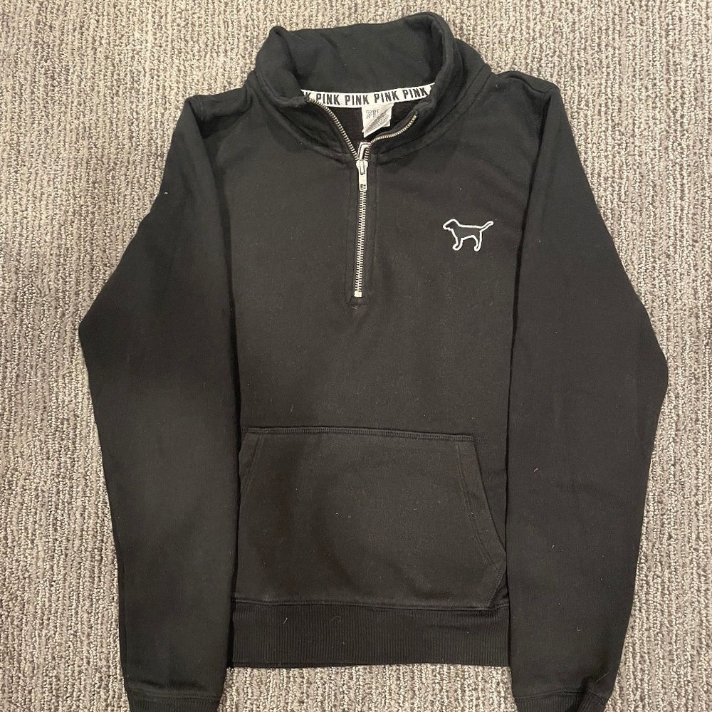 PINK Black Quarter Zip Sweatshirt